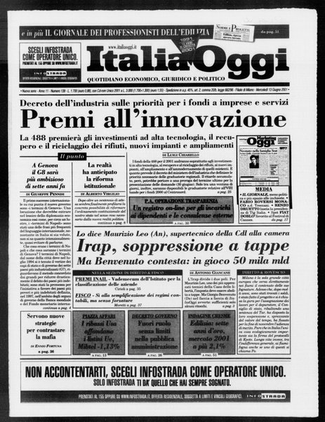 Italia oggi : quotidiano di economia finanza e politica